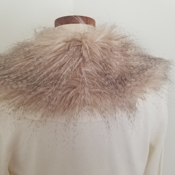 WHBM Faux Fur Collar Drape Cardigan - Picture 8 of 16